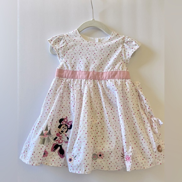NWT Disney Parks Minnie Mouse Dress Pink Polka Dots with Headband Sz 12M 12 mos - Picture 1 of 6